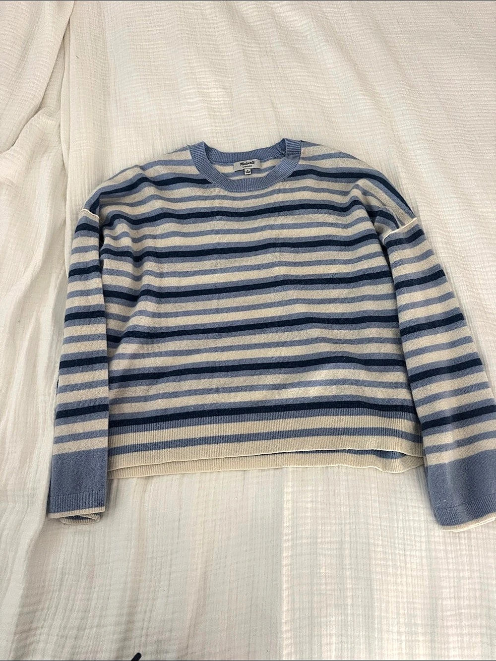 Madewell cashmere boxy sweater in stripe